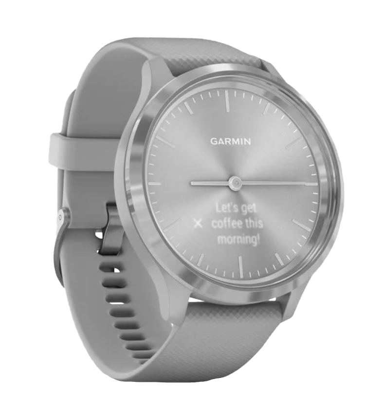 Garmin Vívomove 3, Silver Stainless Bezel w/ Powder Gray Silicone Band (Garmin Certified Refurbished) by Garmin