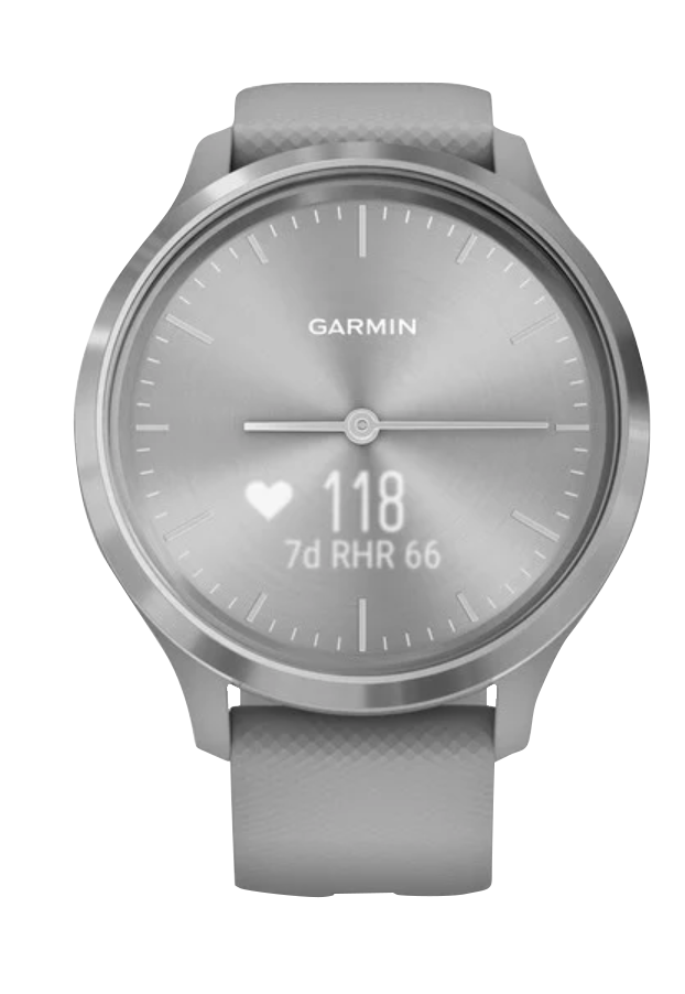 Garmin Vívomove 3 - Silver Stainless Steel Bezel with Powder Gray Silicone Band (010-02239-00) by Garmin