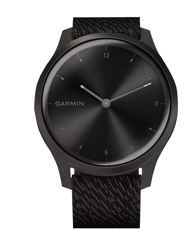 Garmin Vívomove Style smartwatch with graphite aluminum case and black pepper woven nylon band (010-02240-03)