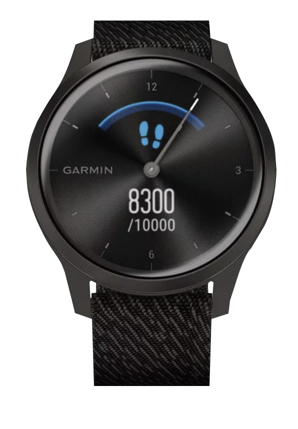 Garmin Vívomove Style smartwatch, graphite aluminum case with black pepper woven nylon band