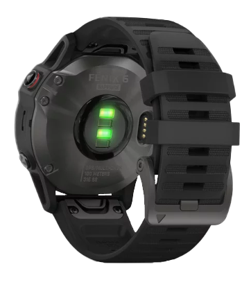 Garmin Fenix 6 Sapphire smartwatch with carbon gray DLC bezel and black band