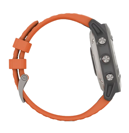 Garmin Fenix 6 Sapphire Titanium smartwatch with Ember Orange band