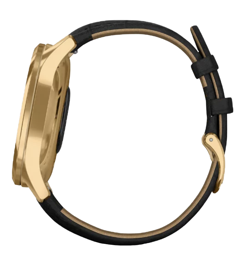 Garmin Vívomove Luxe - 24K Gold PVD Stainless Steel Case with Black Embossed Italian Leather Band (010-02241-02) by Garmin