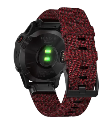 Garmin Fenix 6 Sapphire Black DLC with Heathered Red Nylon Band (010-02158-16) by Garmin