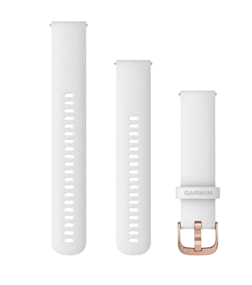 Garmin 20 mm white quick-release watch bands with rose-gold hardware, set of 3