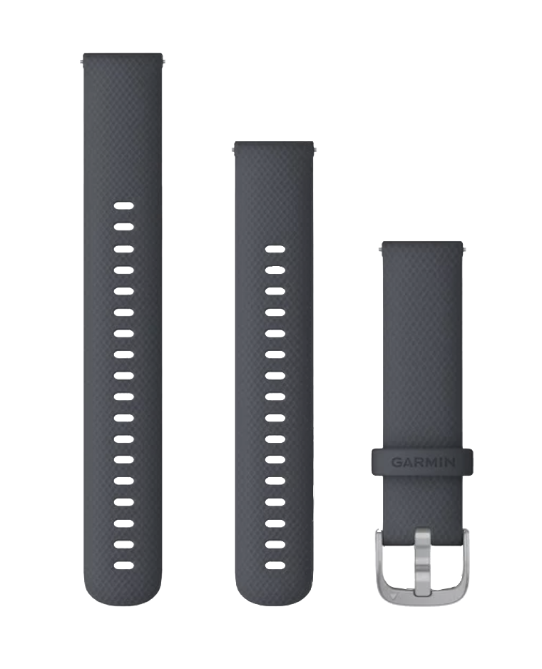 Garmin Quick Release Bands, 18 mm, granite blue with silver hardware; three-piece watch band set