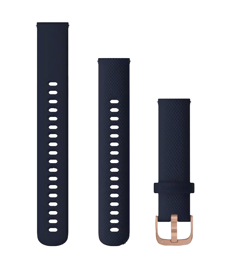 Garmin 18 mm navy quick-release watch bands trio with rose-gold hardware (010-12924-33)