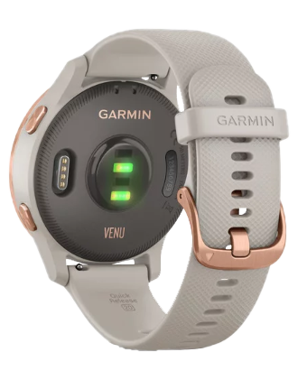 Garmin Venu smart watch with light sand strap and rose gold hardware (010-02173-21)