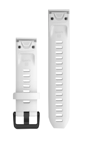 Garmin QuickFit 20 white silicone watch band with black hardware, two-piece set (010-12865-00)