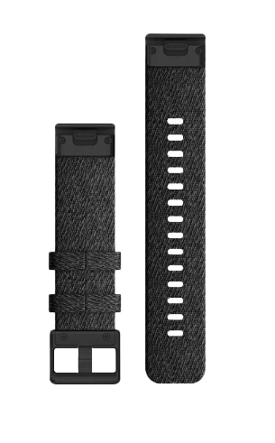Garmin QuickFit 20 watch band pair in heathered black nylon with black hardware