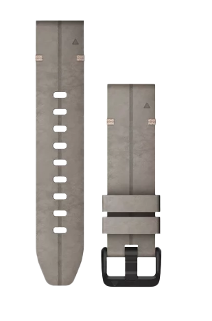 Garmin Quickfit 20 watch band set, shale gray suede leather, two-piece (010-12876-00).