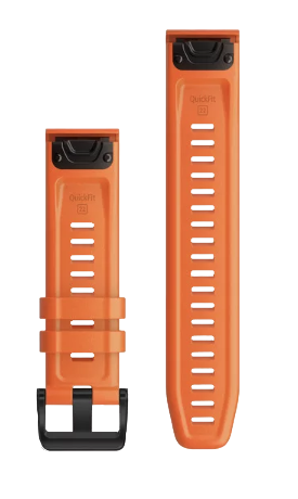 Garmin QuickFit 22 set of two Ember Orange silicone watch bands with black buckle (010-12863-01)