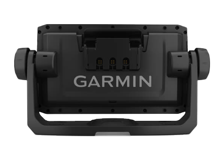 Garmin ECHOMAP 64cv UHD marine chartplotter with U.S. BlueChart g3, back view showing Garmin branding