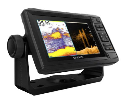 Garmin ECHOMAP 64cv UHD marine chartplotter with U.S. BlueChart g3, black display on mount