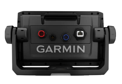 Garmin ECHOMAP 72cv UHD marine chartplotter with worldwide basemap; back shows Garmin logo and red blue and black ports.