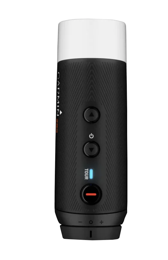 Garmin Approach Z82 golf rangefinder in black with a white cap; handheld device