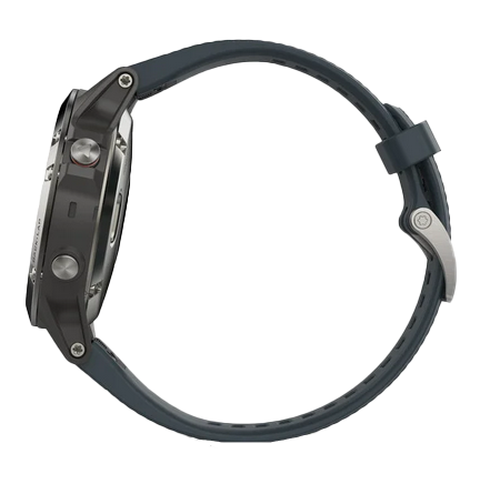Garmin Fenix 5 GPS Smartwatch, silver case with granite blue band, refurbished