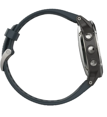 Garmin Fenix 5 GPS Smartwatch, silver case with granite blue band, certified refurbished