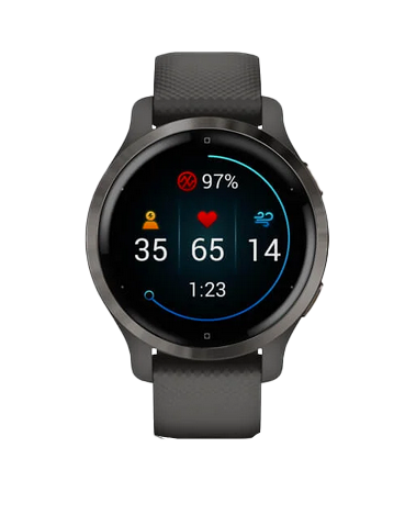 Garmin Venu 2s smartwatch, slate bezel, graphite case, certified refurbished