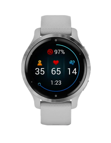 Garmin Venu 2S, Silver Stainless Steel Bezel with Mist Gray Case and Silicone Band (010-02429-02) by Garmin
