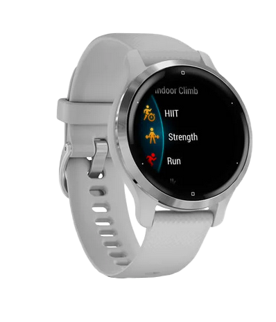 Garmin Venu 2s smartwatch with silver bezel and light gray band, Certified Refurbished
