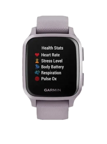 Garmin Venu Sq GPS smartwatch, Orchid with lavender strap, certified refurbished