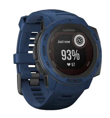 Garmin Instinct Solar smartwatch, Tidal Blue, rugged GPS fitness watch, Garmin Certified Refurbished