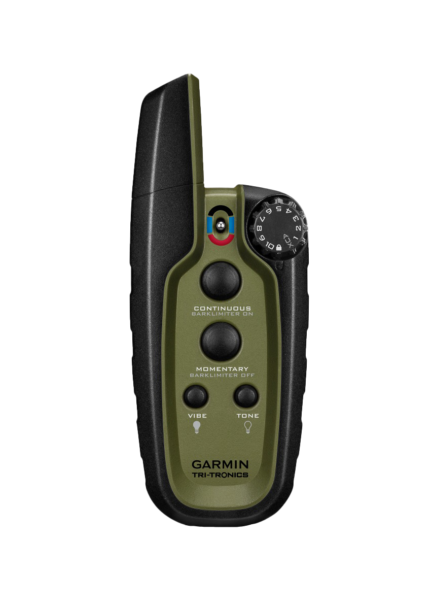 Garmin Sport PRO Bundle remote trainer in olive green and black with dial and control buttons.