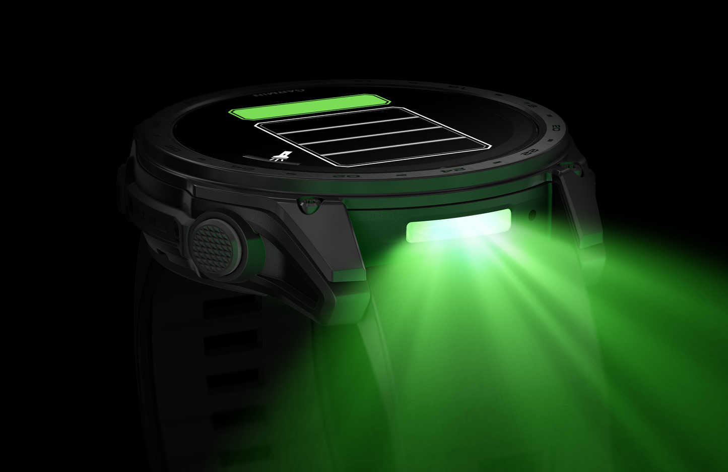 Garmin Tactix 8 AMOLED 51mm smartwatch with green accents
