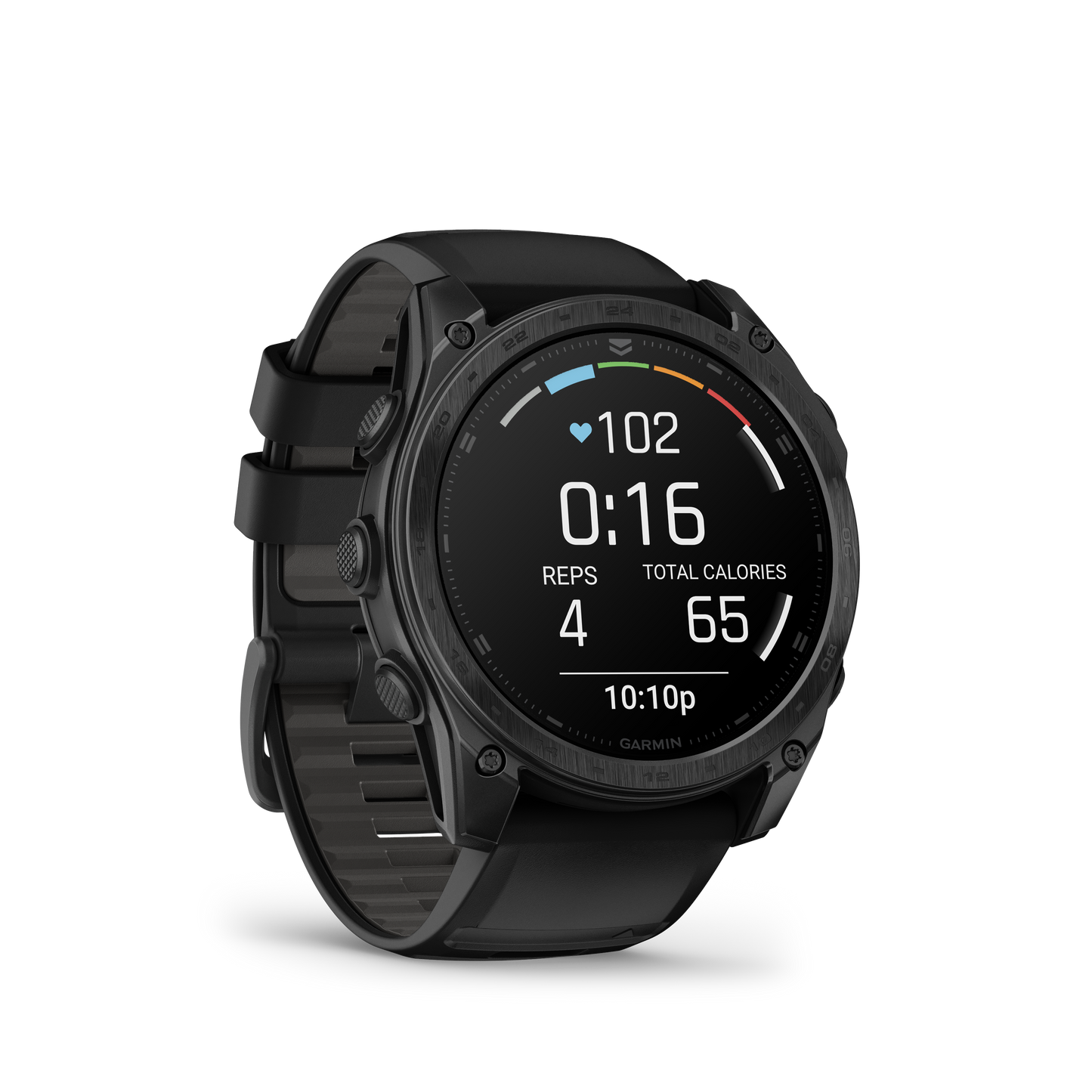Garmin Tactix 8 AMOLED 51mm smartwatch with black strap and Applied Ballistics Ultralight Solver.