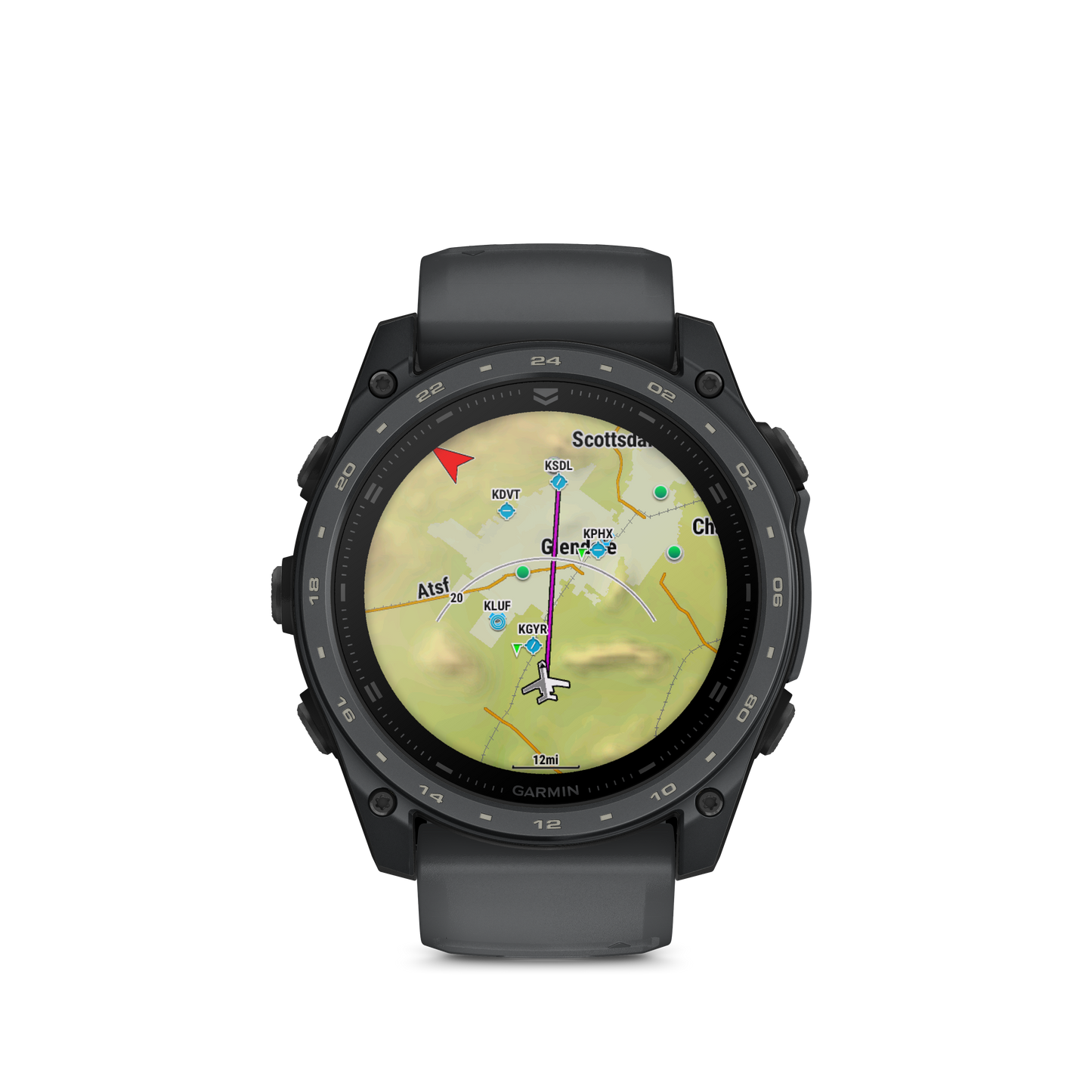 Garmin tactix 8 AMOLED 51mm smartwatch with Cerakote coating and Ballistics Ultralight Solver, displaying a detailed map