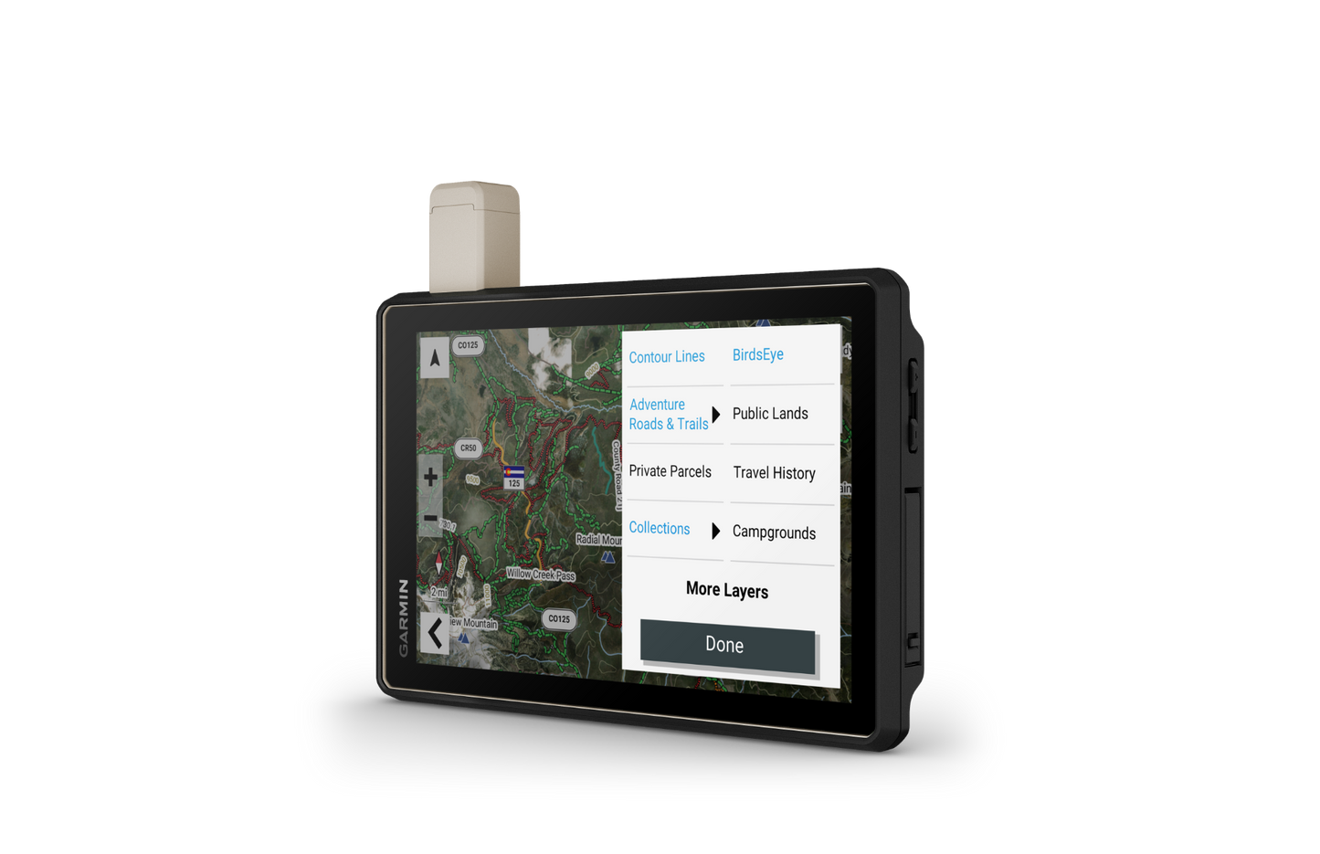 Garmin Tread Overland Edition GPS navigation system in black with map display