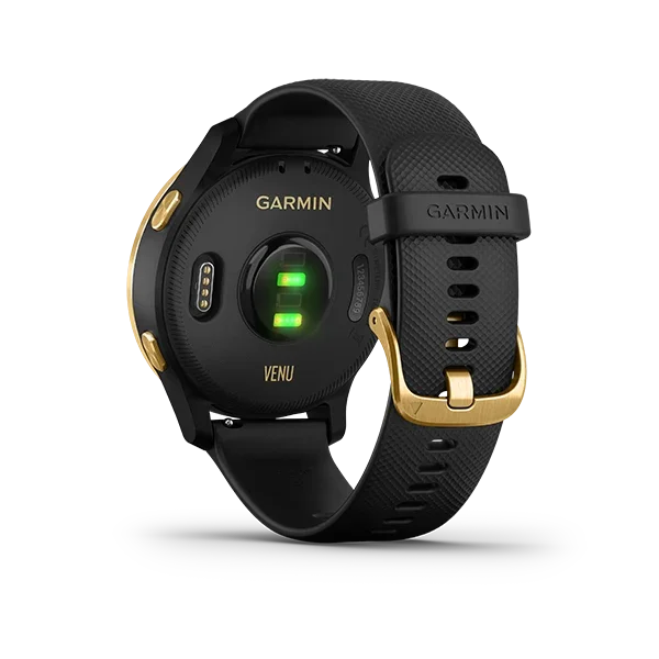 Garmin Venu smart watch, black and gold, certified refurbished