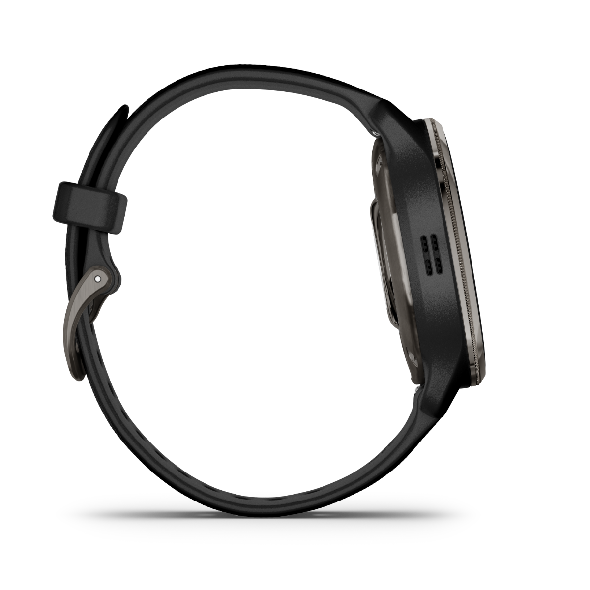 Garmin Venu 2 Plus smart watch with slate stainless steel bezel, black case and silicone band