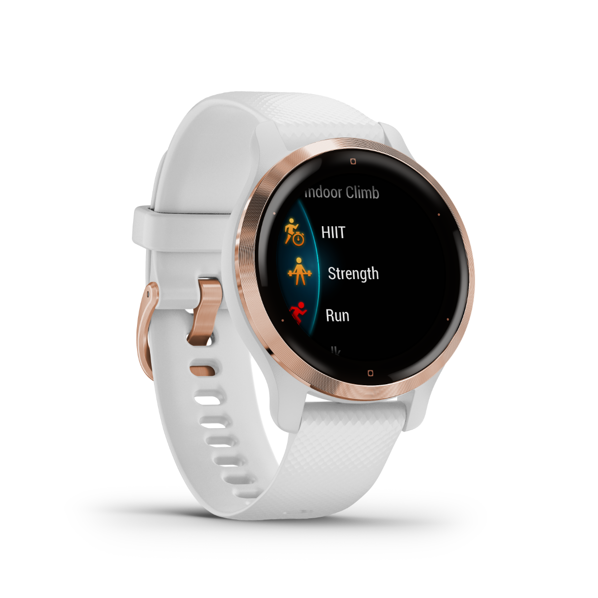 Garmin Venu 2S smartwatch with rose-gold bezel, white case and silicone band (010-02429-03)
