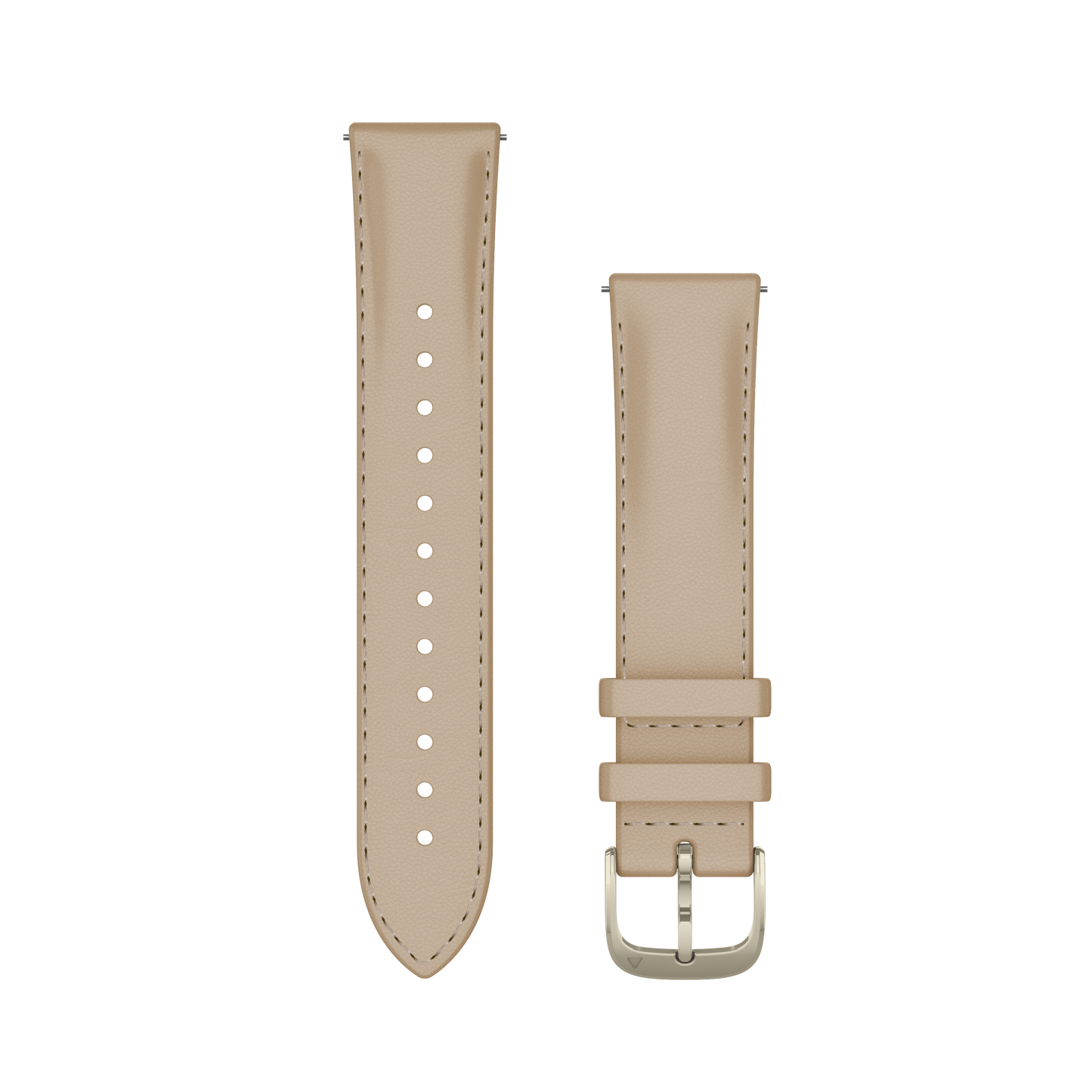 Garmin Venu 4 watch bands set in lunar gold: bone silicone band and light sand leather band, 2 straps