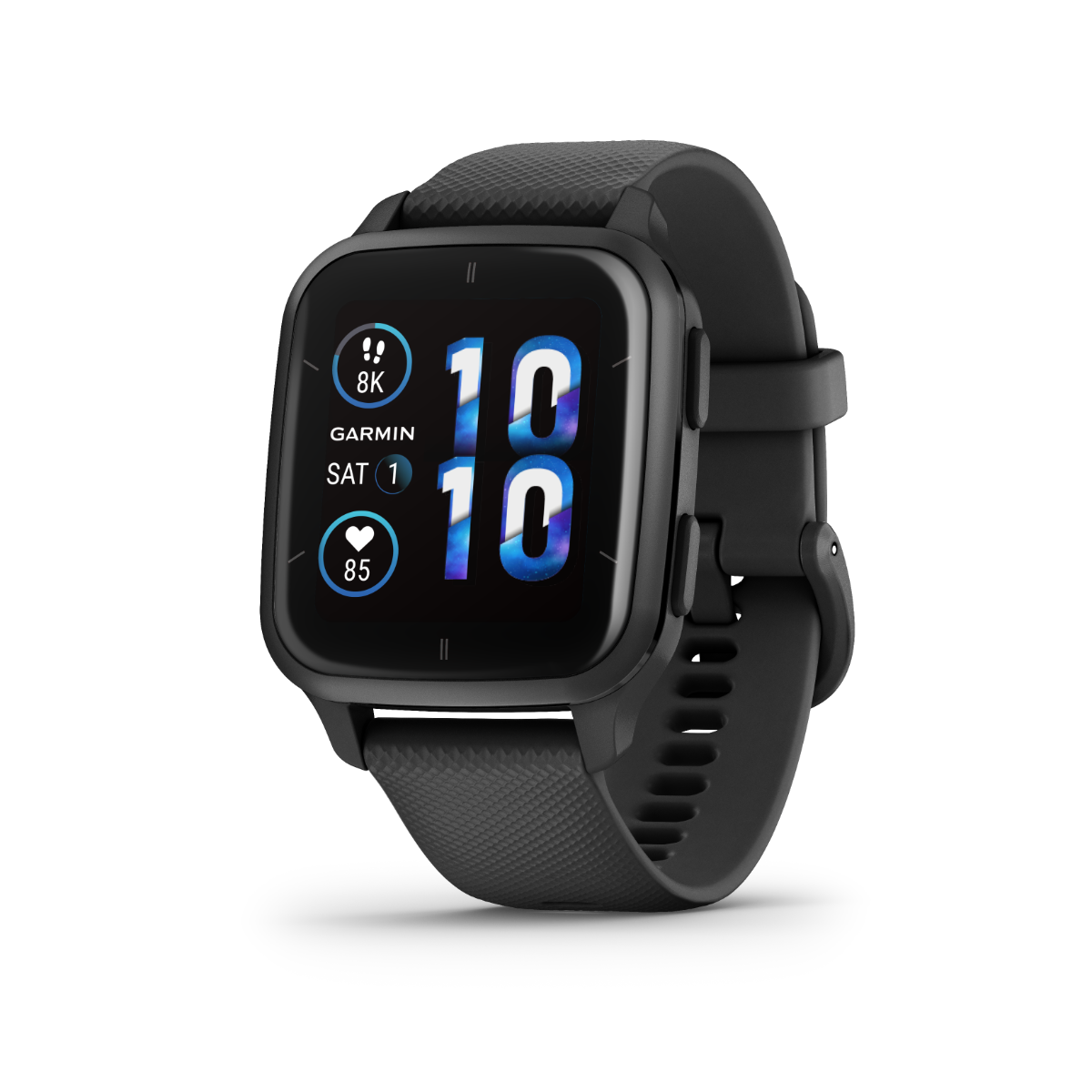 Garmin Venu Sq 2 Music, Slate Aluminum Bezel with Black Case and Silicone Band (010-02700-00) by Garmin