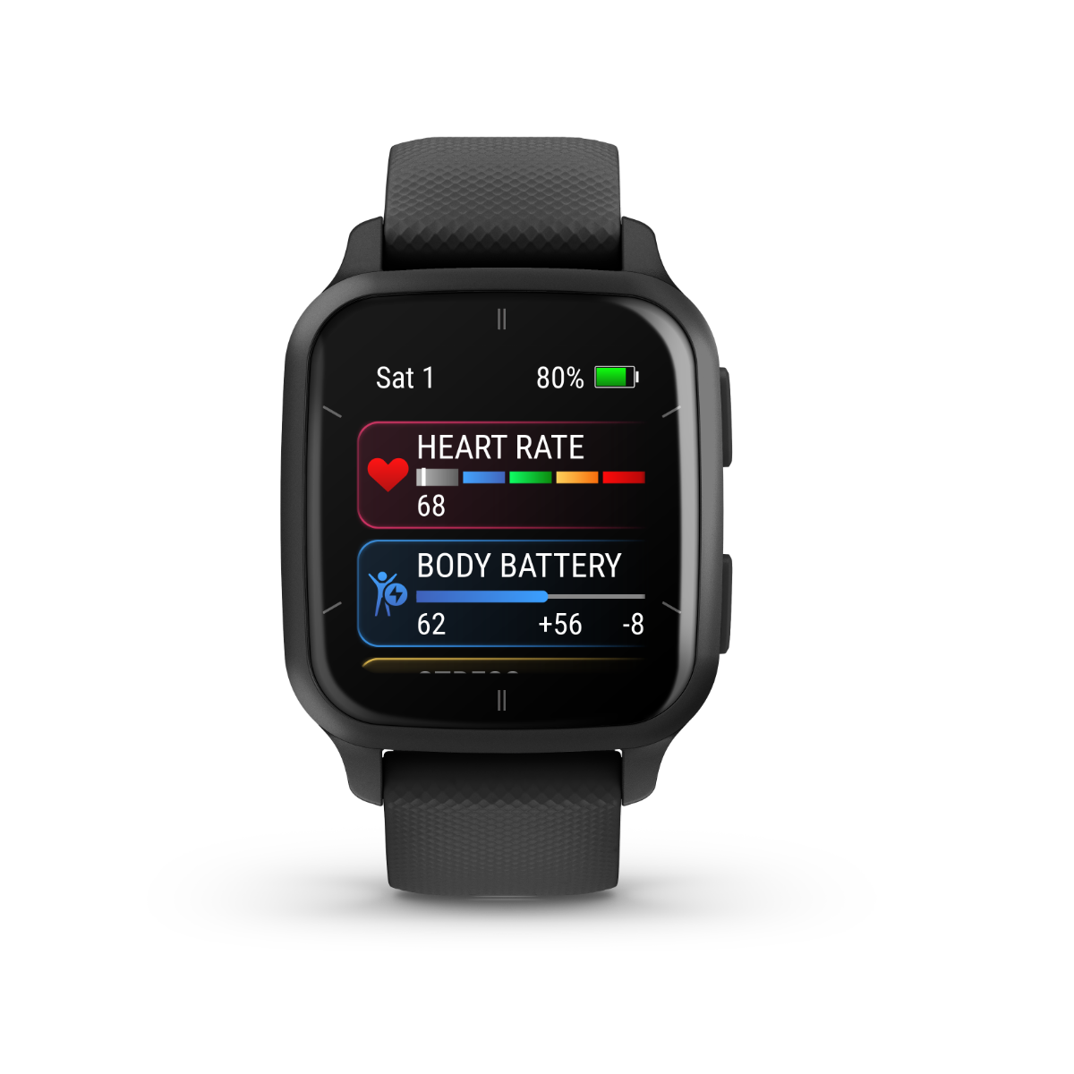 Garmin Venu Sq 2 Music, Slate Aluminum Bezel with Black Case and Silicone Band (010-02700-00) by Garmin