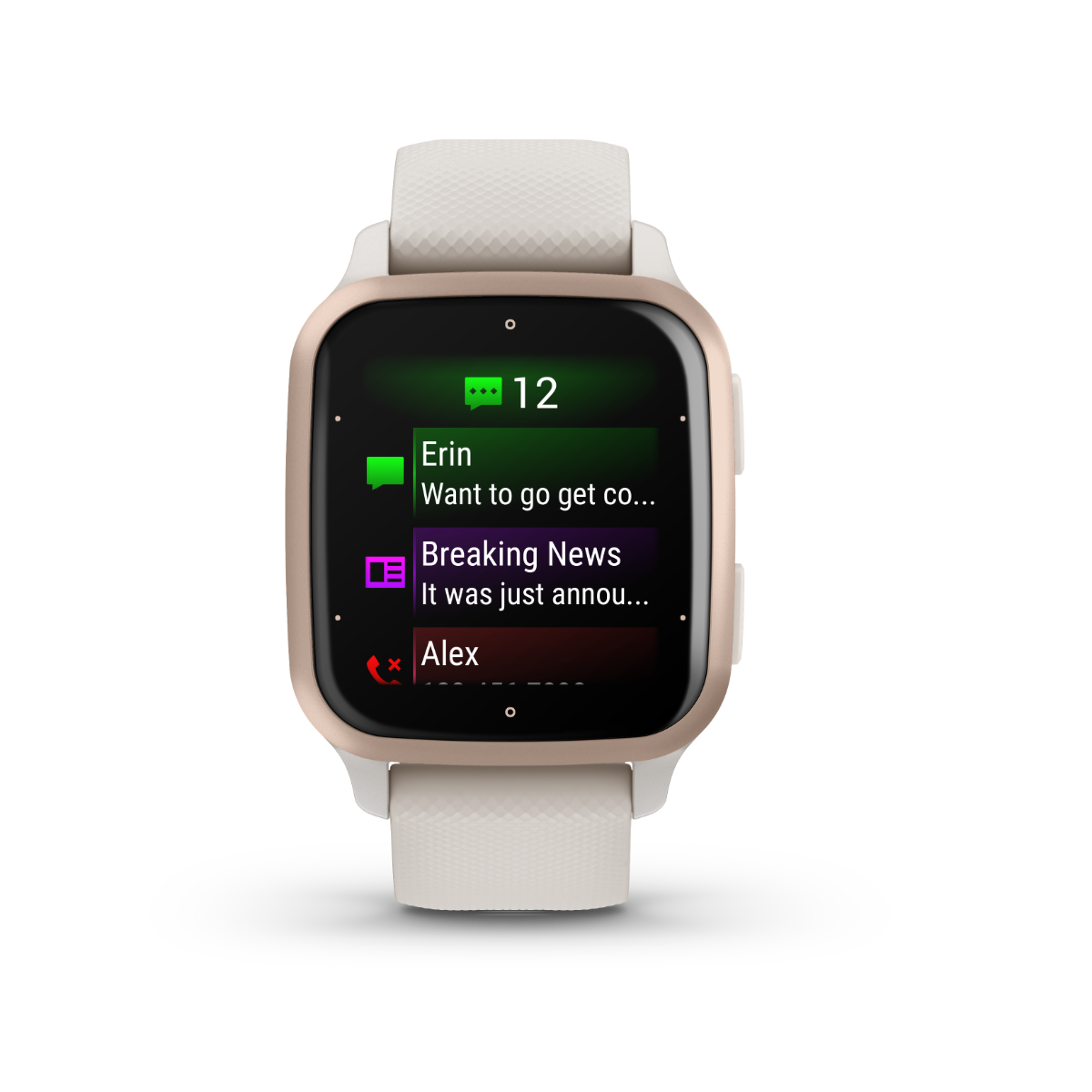 Garmin Venu Sq 2, Music, Peach Gold Aluminum Bezel with Ivory Case and Silicone Band (010-02700-01) by Garmin