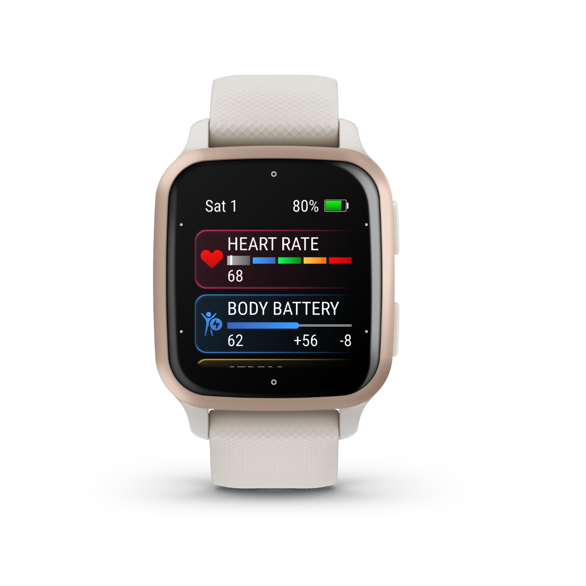 Garmin Venu Sq 2, Music, Peach Gold Aluminum Bezel with Ivory Case and Silicone Band (010-02700-01) by Garmin