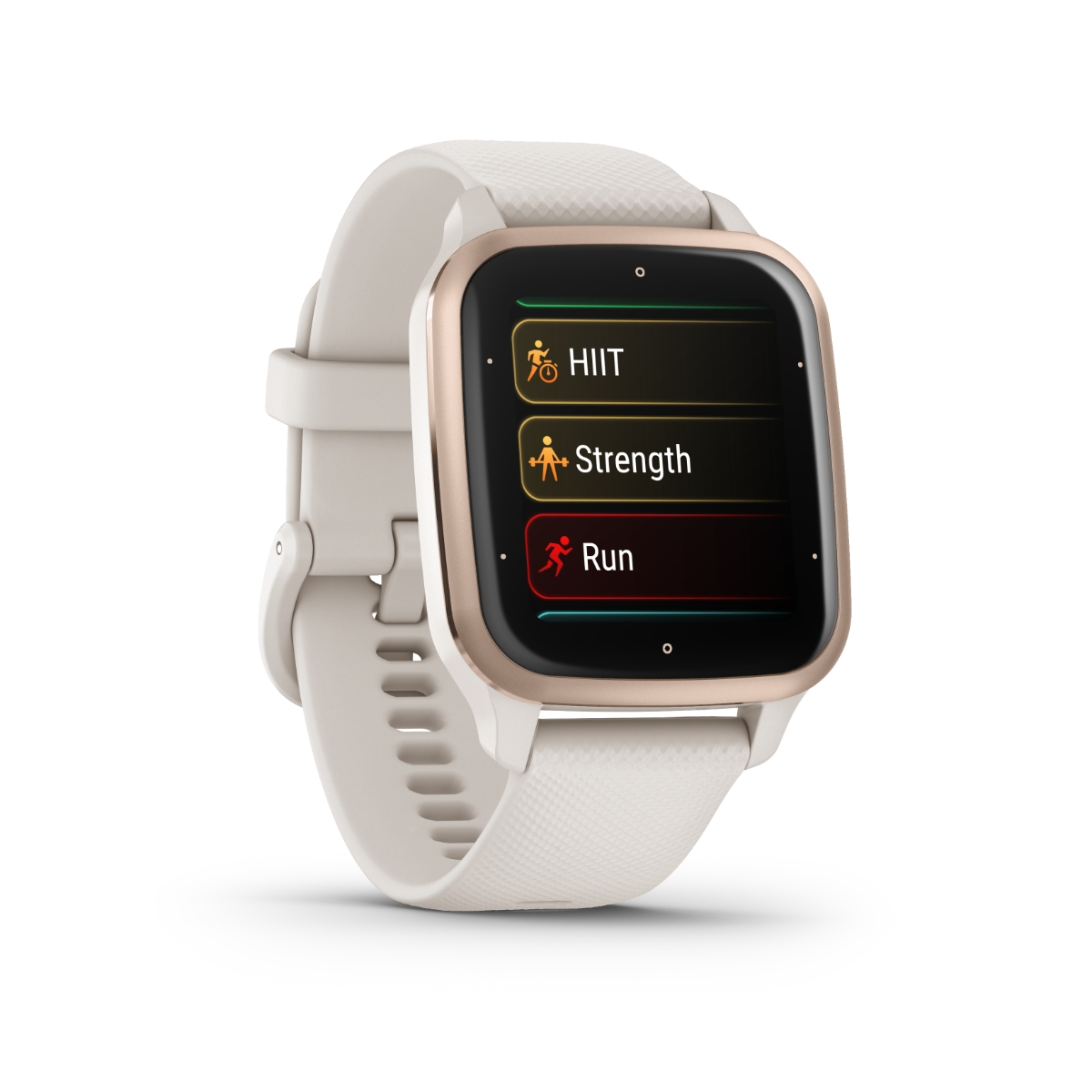 Garmin Venu Sq 2, Music, Peach Gold Aluminum Bezel with Ivory Case and Silicone Band (010-02700-01) by Garmin