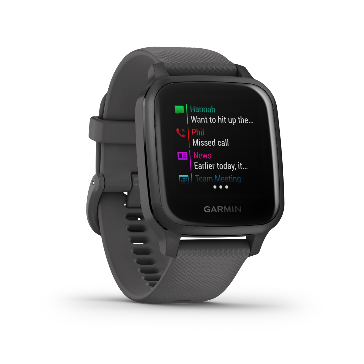 Garmin Venu Sq smartwatch, shadow gray with slate bezel.