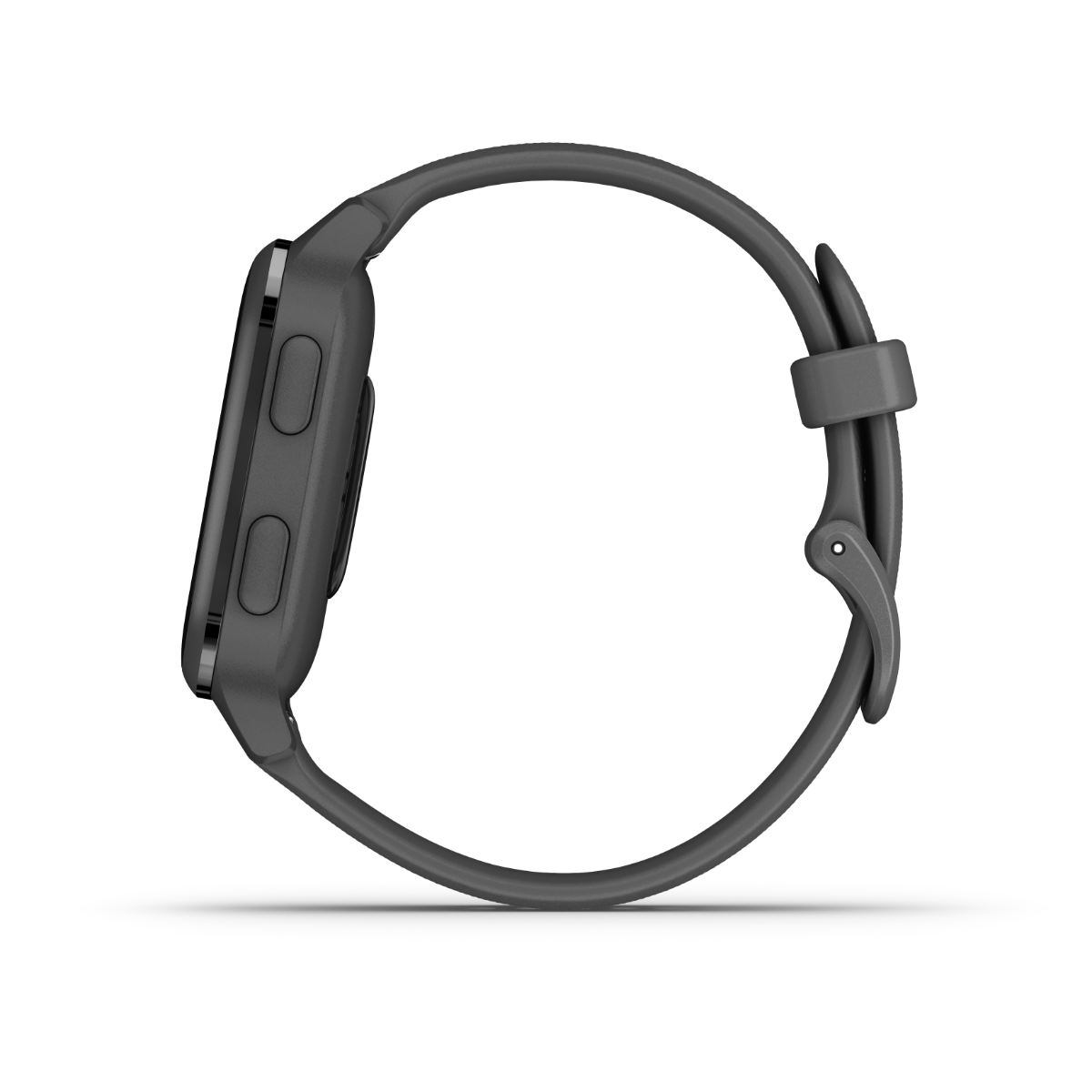 Garmin Venu Sq smartwatch, Shadow Gray with slate bezel, side view