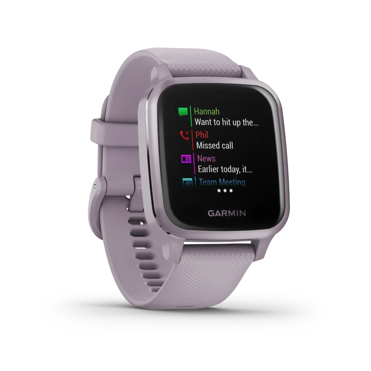 Garmin Venu Sq smartwatch in Orchid with metallic orchid bezel