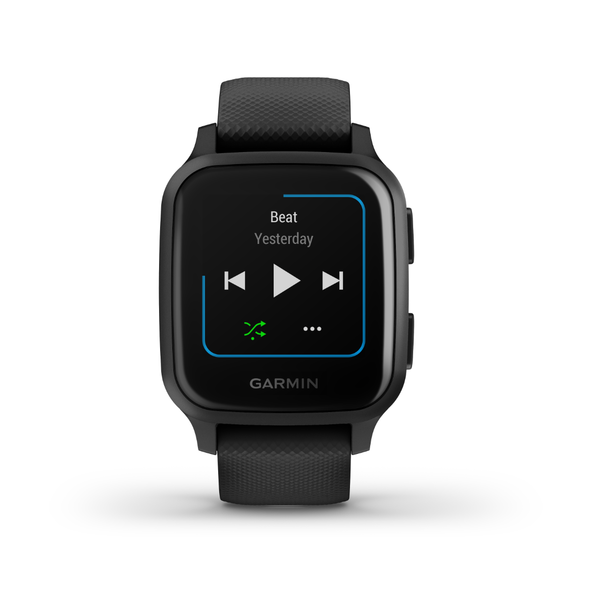 Garmin Venu Sq Music GPS smartwatch, black bezel with black band, refurbished