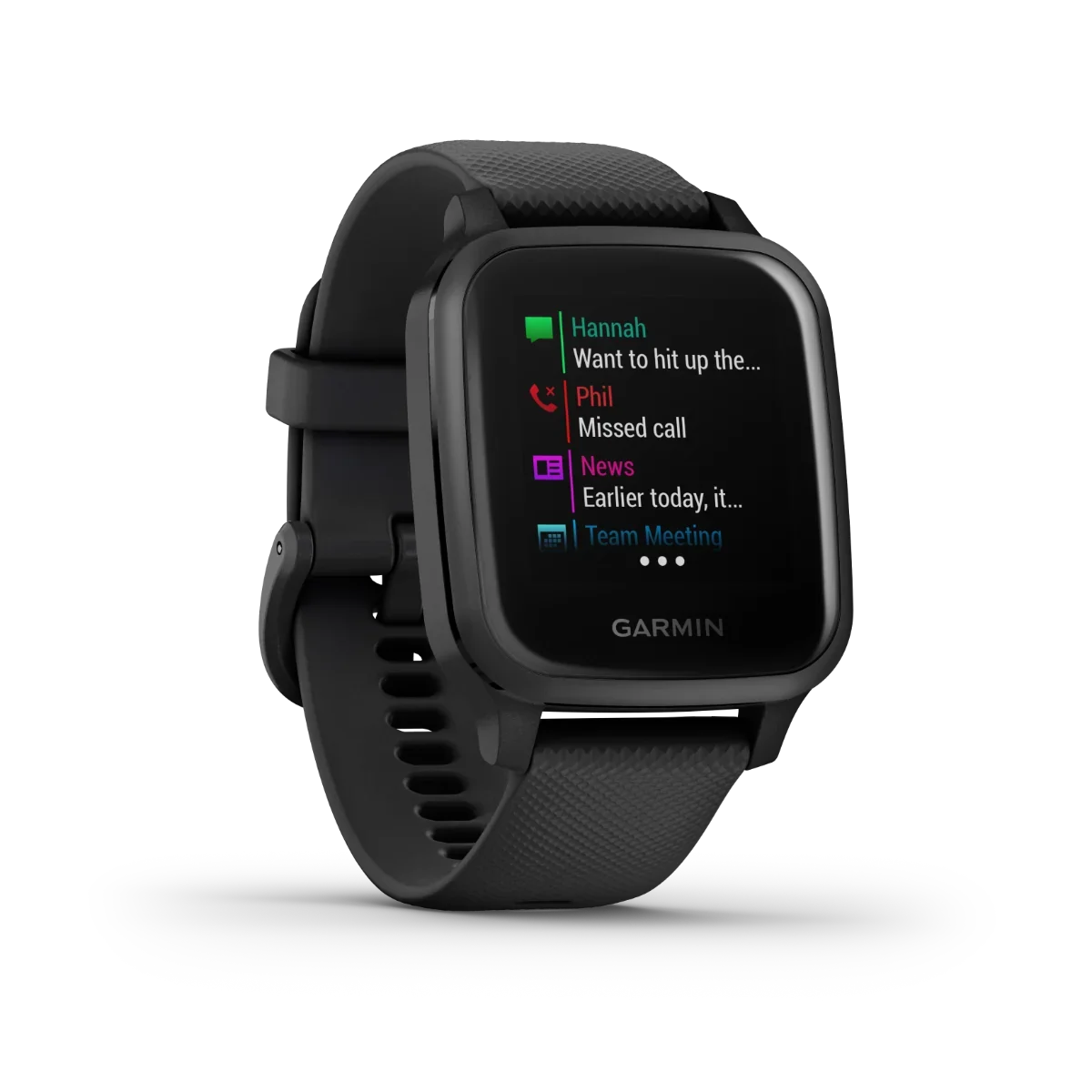 Garmin Venu Sq Music GPS Smartwatch, black bezel with black band, Garmin Certified Refurbished