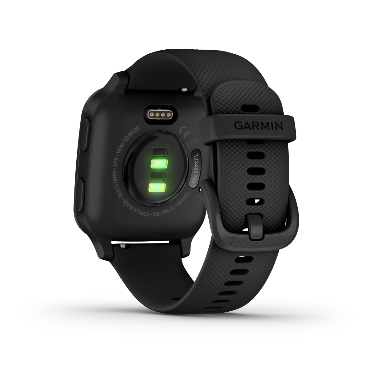 Garmin Venu Sq Music GPS Smartwatch with black bezel and black band, Garmin Certified Refurbished