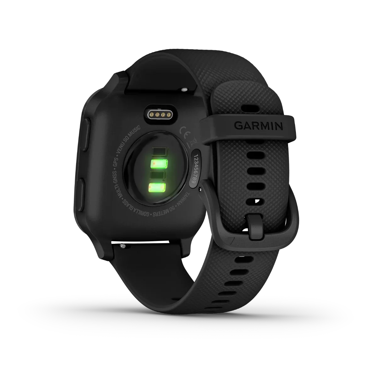 Garmin Venu Sq Music GPS Smartwatch with black bezel and black band, Garmin Certified Refurbished