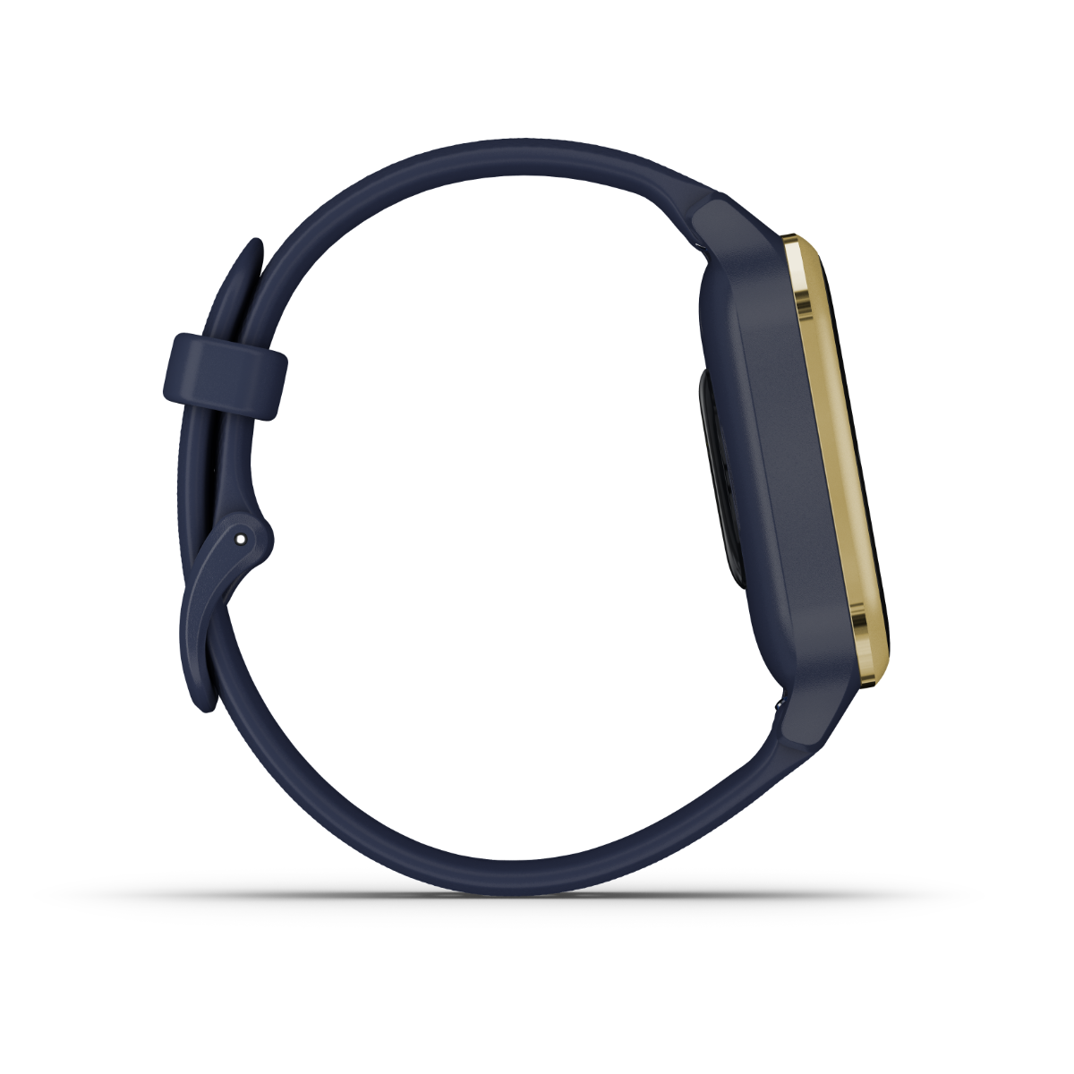 Garmin Venu Sq Music smartwatch, gold bezel with navy band, Garmin Certified Refurbished