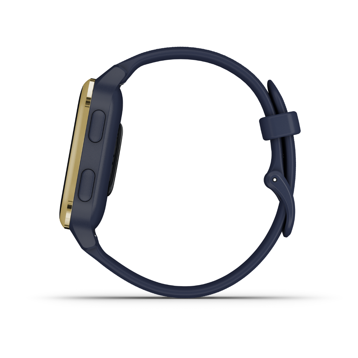 Garmin Venu Sq Music smartwatch, gold bezel with navy band, GPS, refurbished